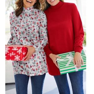 All American Comfort Mock Turtle neck, long sl.  and length. Comfortable cotton.